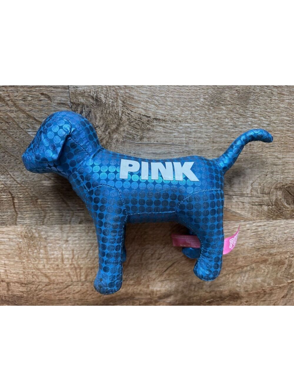Victoria's Secret PINK Blue Polka Dot Dog Plush Toy